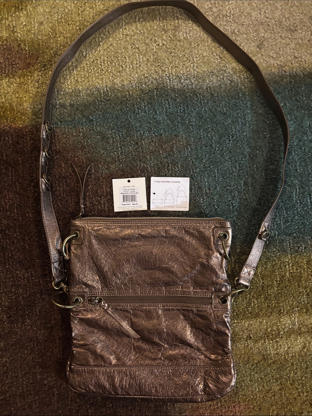 The Sak Metallic Bronze Crossbody Bag with Adjustable Strap